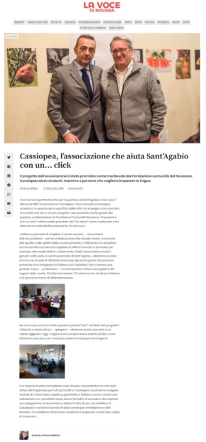 Cassiopea, l'associazione che aiuta Sant'Agabio con un click