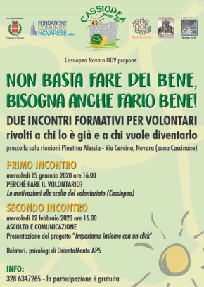 Non basta Fare del Bene, Bisogna anche farlo Bene